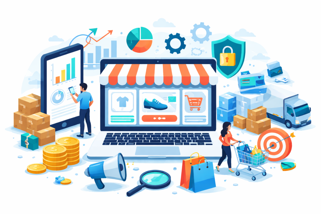 The Complete E-Commerce Guide: Platforms, SEO, Security, and Strategies for Online Business Growth